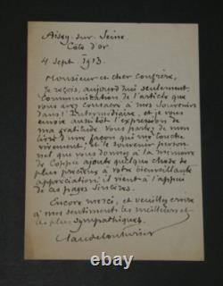 Claude Couturier Signed autograph letter François Coppée 1913