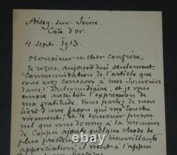 Claude Couturier Signed autograph letter François Coppée 1913