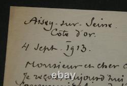 Claude Couturier Signed autograph letter François Coppée 1913