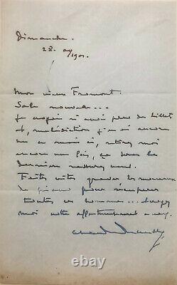 Claude Debussy Signed Autograph Letter / Pour Le Piano