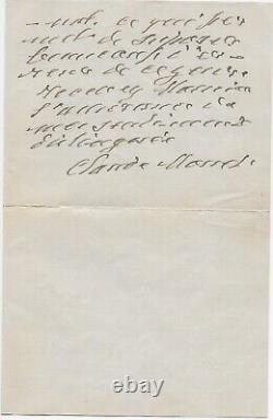 Claude MONET Signed Autograph Letter Impressionism