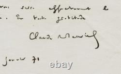 Claude Mauriac Signed autograph letter to Thierry Maulnier Tribute 1971