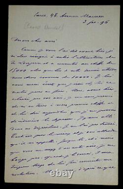 DAUDET Ernest SIGNED AUTOGRAPH LETTER, Paris, 1896