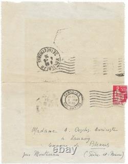 DOMINIQUE AURY Thierry MAULNIER/ x2 Signed Autograph Letters / Love / 1936