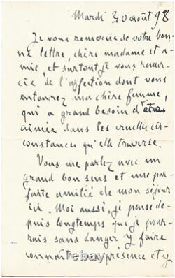 DREYFUS AFFAIR Emile ZOLA / Signed autograph letter / Exile / Mirbeau / 1898