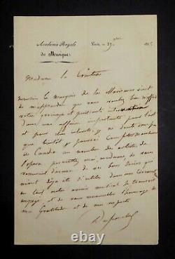 DUPONCHEL Henri SIGNED AUTOGRAPH LETTER, ROYAL ACADEMY OF MUSIC, PARIS, 1837