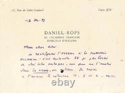 Daniel-Rops 4 signed autograph letters and 4 signed autograph cards