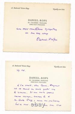 Daniel-Rops 4 signed autograph letters and 4 signed autograph cards