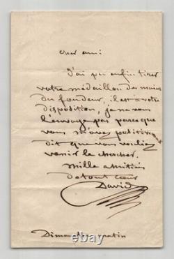 David d'Angers Autograph Letter Signed Bronze Medallion Sculpture 1846