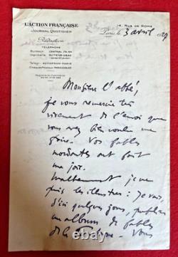 Dd78 - Signed Autograph Letter - Jean Sennep - Action Française - 1927