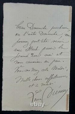 Diemer Louis Letter Autography Signed In Edouard Risler, Seine And Oise 1888
