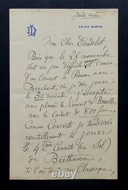 Diemer Louis Letter Autography Signed To His Eleve Georges Dandelot, Paris