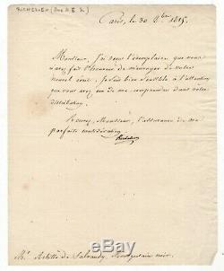 Duc De Richelieu / Signed Letter (1815) / In A Black Musketeer / Restoration