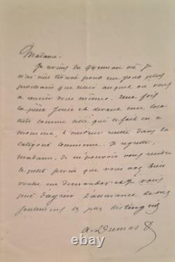 Dumas fils (Alexandre). Autograph letter signed addressed to a lady