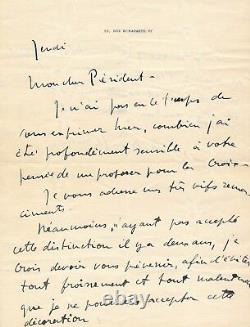 Dunoyer De Segonzac Refuses Decoration To Frantz Jourdain Autograph Letter Signed