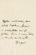 Edgar Degas Autographed Letter Signed To Sophie Niaudet. Beautiful Letter