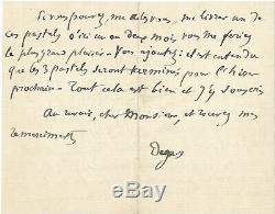 Edgar Degas / Autograph Letter Signed About Her Dancers And Delacroix