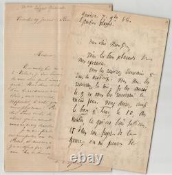Edgar Quinet and Hermione Quinet: Two signed handwritten letters, 1868
