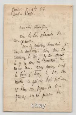 Edgar Quinet and Hermione Quinet: Two signed handwritten letters, 1868