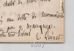Edgar Quinet and Hermione Quinet: Two signed handwritten letters, 1868