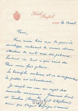 Edith Piaf Autograph Letter Signed With Jl Jaubert Companions Song 1947