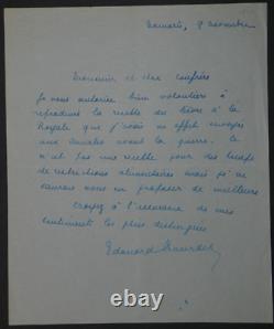 Edouard BOURDET Autographed Letter Recipe for Royal Hare