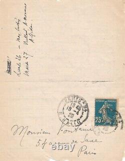 Edward Vuillard Autograph Letter Signed To Arthur Fontaine