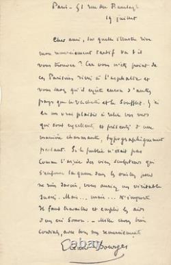 Elemir BOURGES Autographed letter signed 'the tail in the ears'