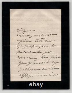 Élise de Pressensé, signed autograph letter of condolences to Mrs. Eugène Kisler