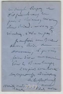 Émile Deschamps autograph letter signed addressed to a female correspondent, 4 pages