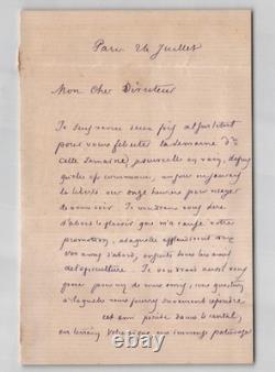 Émile Duclaux Autograph Letter Signed Agriculture and Cantal July 24
