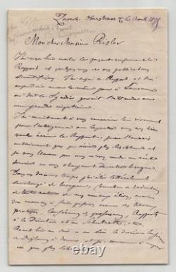 Émile Kopp Beautiful and long signed autograph letter to Mr. Risler 3 pages 1875