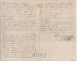 Émile Kopp Beautiful and long signed autograph letter to Mr. Risler 3 pages 1875