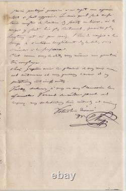 Émile Kopp Beautiful and long signed autograph letter to Mr. Risler 3 pages 1875