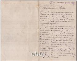 Émile Kopp Beautiful and long signed autograph letter to Mr. Risler 3 pages 1875