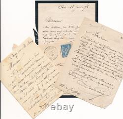 Émile Lévy Levy 3 signed autograph letters reproduction paintings