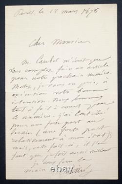 Emile Littré, Lexicograph Autography Letter Signed Under Article