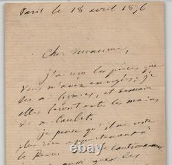Émile Littré, Signed Autograph Letter on Financial Situation 1876 Paris 3 pages