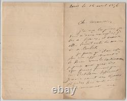 Émile Littré, Signed Autograph Letter on Financial Situation 1876 Paris 3 pages