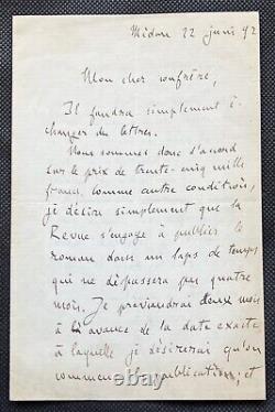 Emile ZOLA Autographed Letter Signed Rougon Macquart The Doctor Pascal