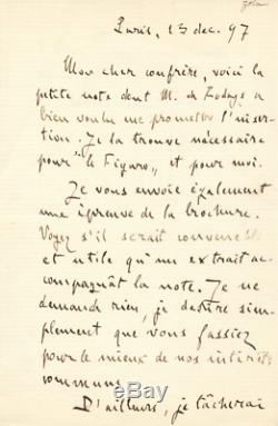 Émile Zola Autograph Letter Signed On Dreyfus Affair. December 1897