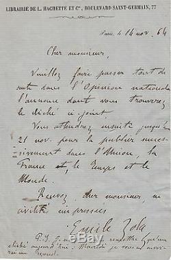 Emile Zola Autograph Letter Signed On His First Novel Contes À Ninon