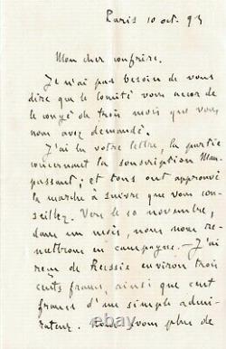 Emile Zola Signed Autograph Letter About Maupassant Subscription