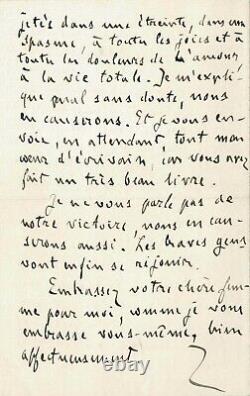 Émile Zola Signed Autograph Letter. Exile, Dreyfus And Literature. 1899