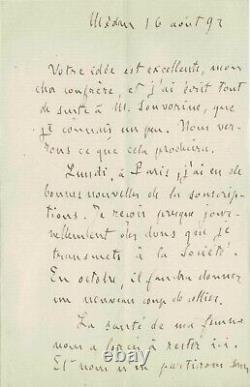 Emile Zola Signed Autograph Letter On The Monument To The Honour Of Maupassant