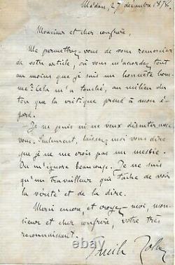 Emile Zola Signed Autograph Letter -see The Truth And (.) Say It