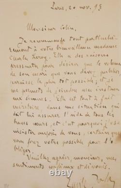 Émile Zola autograph letter signed to Charles Leroy and Mathilde Allais