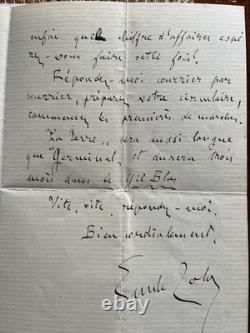 Émile Zola, autograph letter signed to his publisher Ziegler, New Novel, Terre Nouvelle