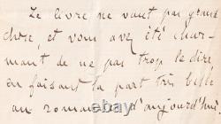 Émile Zola judges his second novel, autograph letter signed, 1889