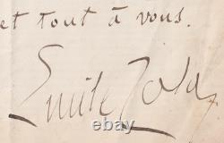 Émile Zola judges his second novel, autograph letter signed, 1889